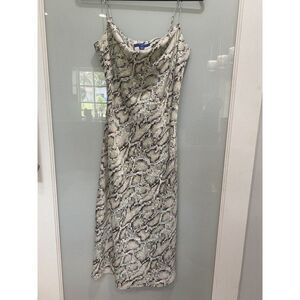 Carla Santana x Apt 9 Women's Long Snake Print Silky Flowly Slip On Dress Sz S